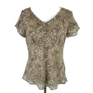 Covington Women's Shirt Lined Semi Sheer Shirt Pullover Top Brown Size 10
